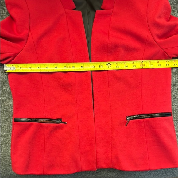 Planet Red Tailored Blazer, lined Sleek Collarless Design and zip pockets - Picture 13 of 14